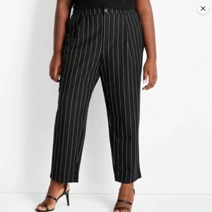 Future Collective x Kahlana Barfield Brown Pinstriped Pants Trouser Size 2 NWT